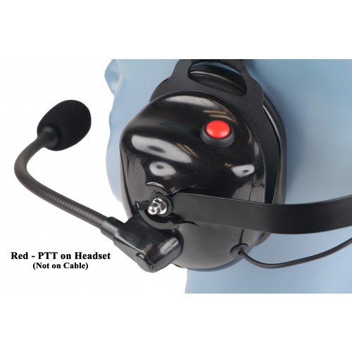 PTT & Volume Control on Dual Muff Headset - Noise Cancelling Boom Mic (HS8) - Image 2