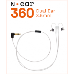 N•ear 360 earpiece DUAL (L+R) / Straight 22" SILVER cable / 3.5mm JACK connector (N-RO-360-22-3.5SD)