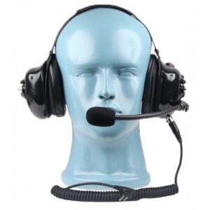PTT on Dual Muff Headset - Noise Cancelling Boom Mic - Black (HS4)