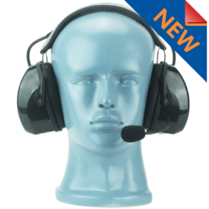Lightweight Flex Over the Head Headset - Black - dual muff with noise cancelling boom MIC (HS3)