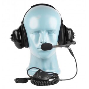 PTT on Cable - Dual Muff Headset - Noise Cancelling Boom Mic - Black (HS5)