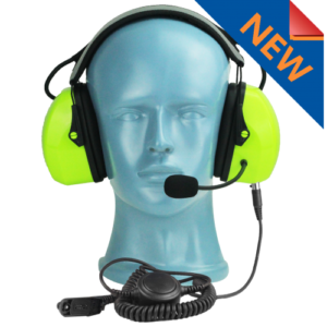 Lightweight Flex Over the Head Headset - Green - dual muff with noise cancelling boom MIC (HS3G)